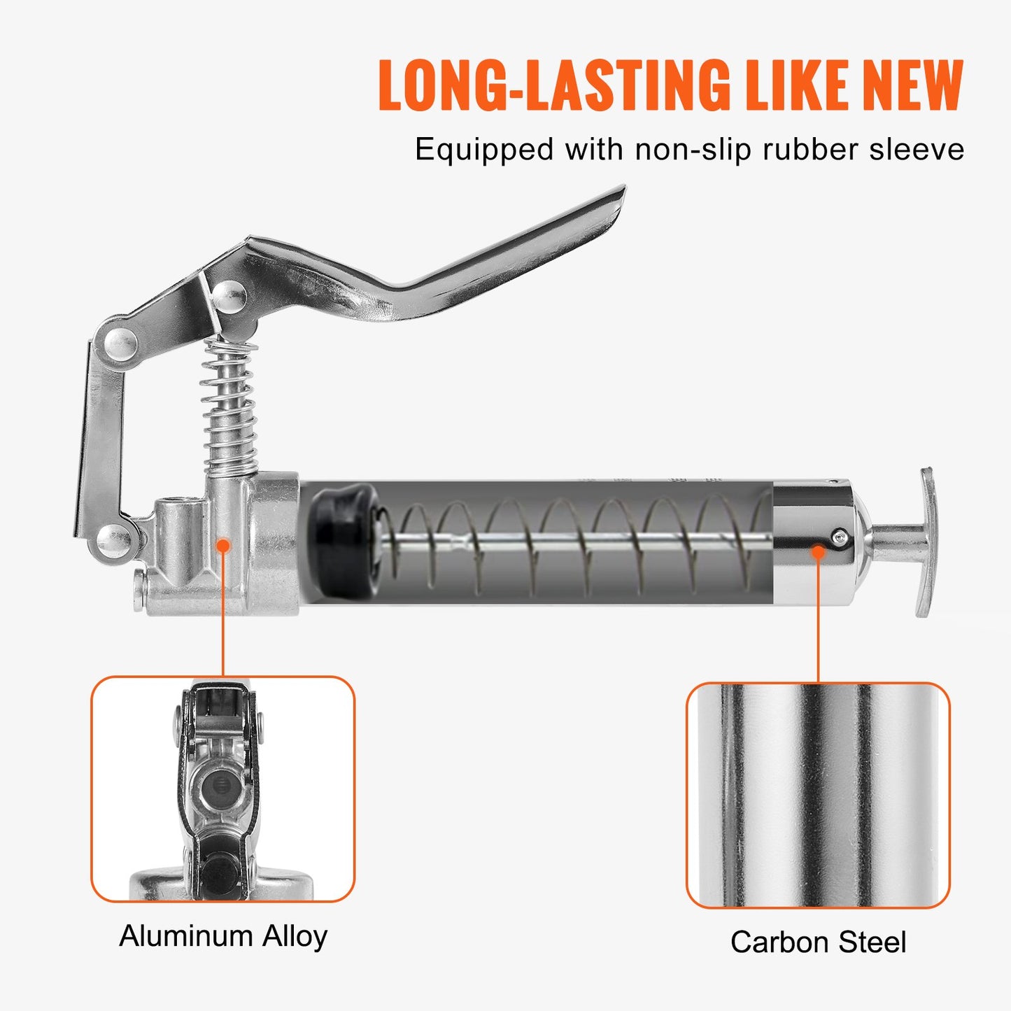 Pistol Grip Grease Gun, 3500 PSI, 4 OZ / 120 CC Kapacitet Heavy Duty Professional Grease Gun, med 11,65 tum flexibel slang 2 svarta platta kopplingar, 1 förstärkt munstycke och 2 styva metallrör