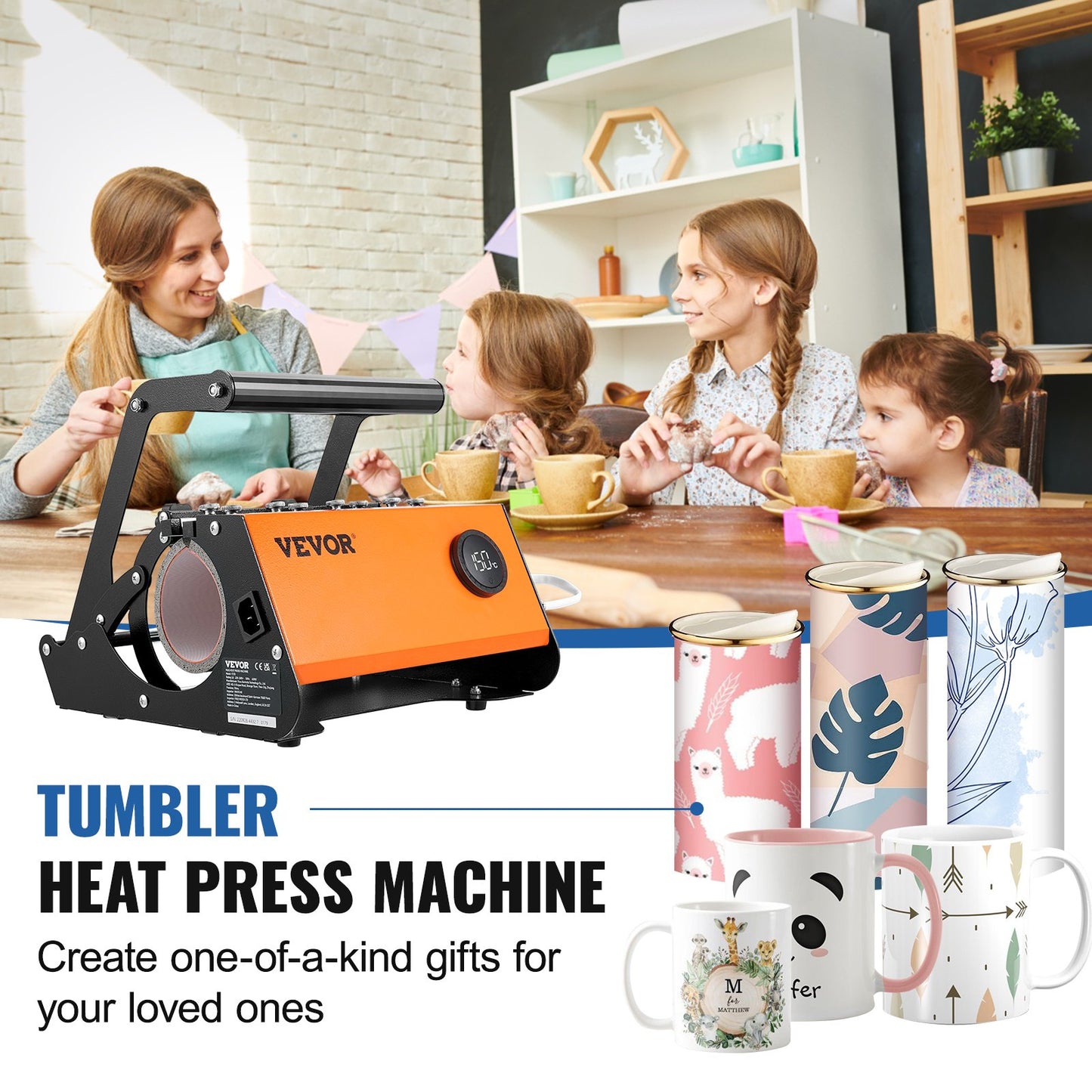Mug Heat Press, 30 oz Tumbler Heat Press Machine, Sublimation Transfer 11-15oz 16-25oz 30oz Raka Skinny Tumblers, Cup Heat Press med värmebeständiga handskar och tejp, DIY keramiska muggar Koppar Glasögon