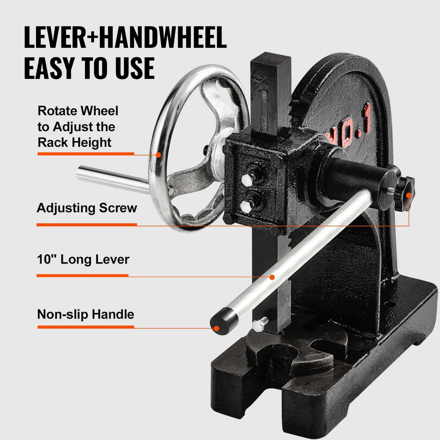 Arbor Press 1 Ton Nitpressmaskin med handhjul gjutjärnsenhet
