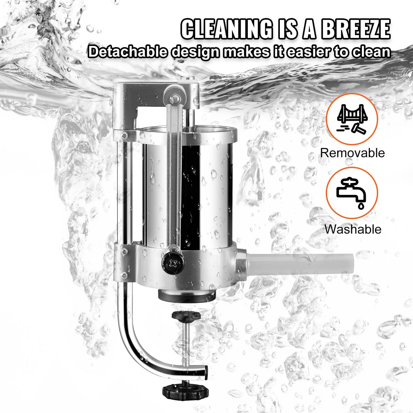 Sausage Stuffer, 2.5LBS/1.5L Capacity, 304 Stainless Steel Vertical Sausage Stuffer, Sausage Filling Machine with 3 Filling Tubes, Suction Base and Manual Crank for Home or Commercial Use