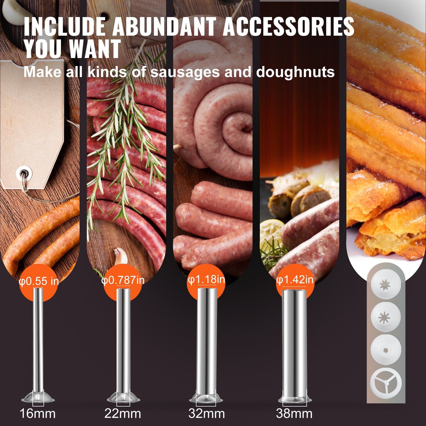 Manual Sausage Stuffer, 5LBS/3L Capacity, Two-Speed 304 Stainless Steel Vertical Sausage Stuffer, Sausage Filling Machine with 4 Filling Tubes, Suction Base for Home or Commercial Use
