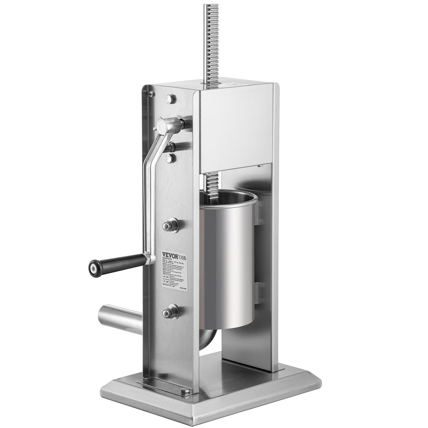 Manual Sausage Stuffer, 5LBS/3L Capacity, Two-Speed 304 Stainless Steel Vertical Sausage Stuffer, Sausage Filling Machine with 4 Filling Tubes, Suction Base for Home or Commercial Use