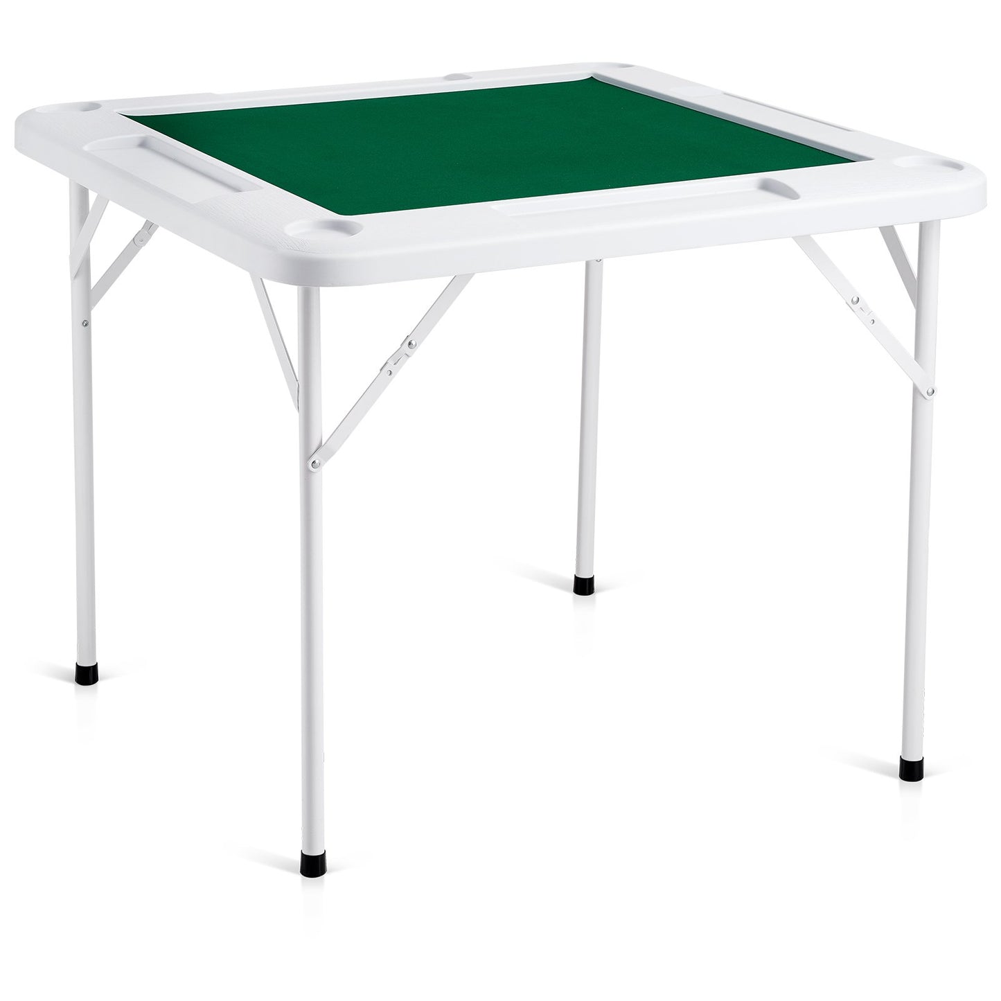 Mahjong bord 4-spelare hopfällbart kortbord & bordsmatta Mugghållare Chipbricka