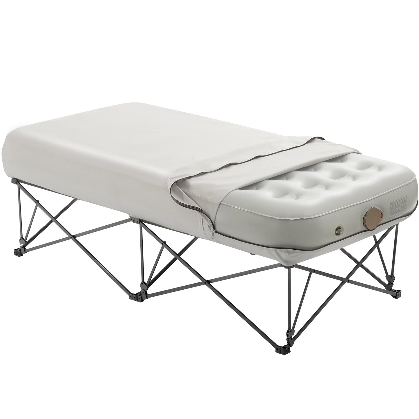 Air Mattress with Frame & Pump 1 Person Blow Up Camping Mattress 300lbs