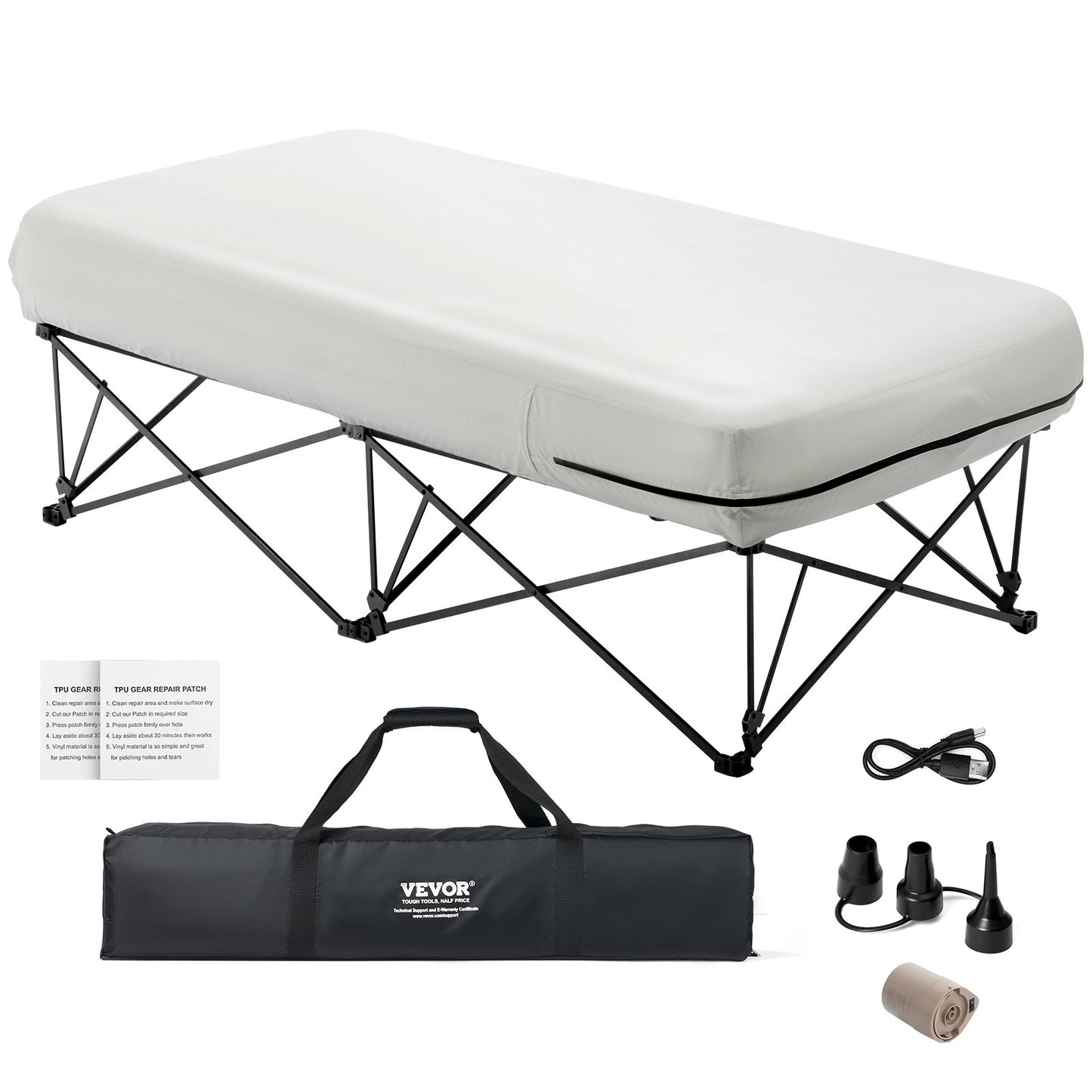 Air Mattress with Frame & Pump 1 Person Blow Up Camping Mattress 300lbs