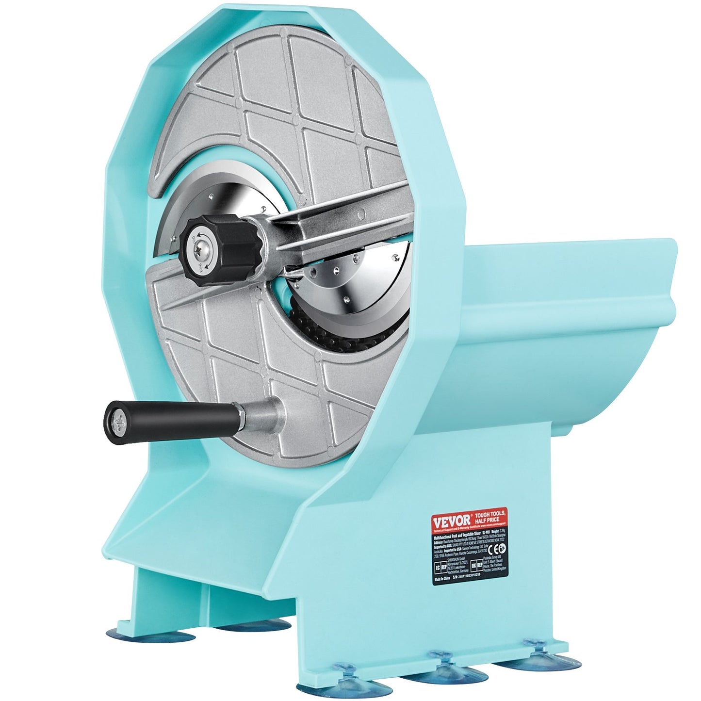 Manuell grönsaksskärare, 0-0,5"/0-12 mm justerbar kommersiell skärmaskin, dubbla matningsportar, matskärare i rostfritt stål för gurka, citron, tomat
