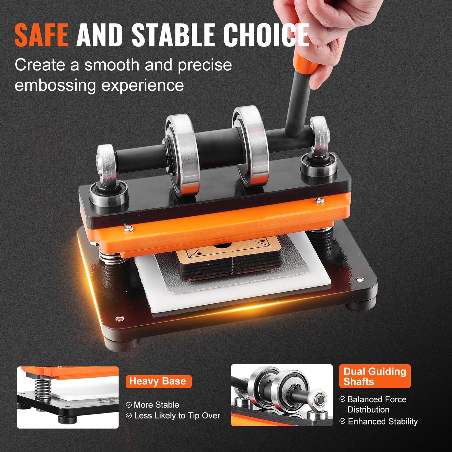 Leather Cutting Machine, 7.1 x 3.9 Inch Embossing Plate Manual Puncher, 0.47 Inch Pressure Impact Leather Embossing Machine, Double Guide Shaft Punching Machine for Various Materials
