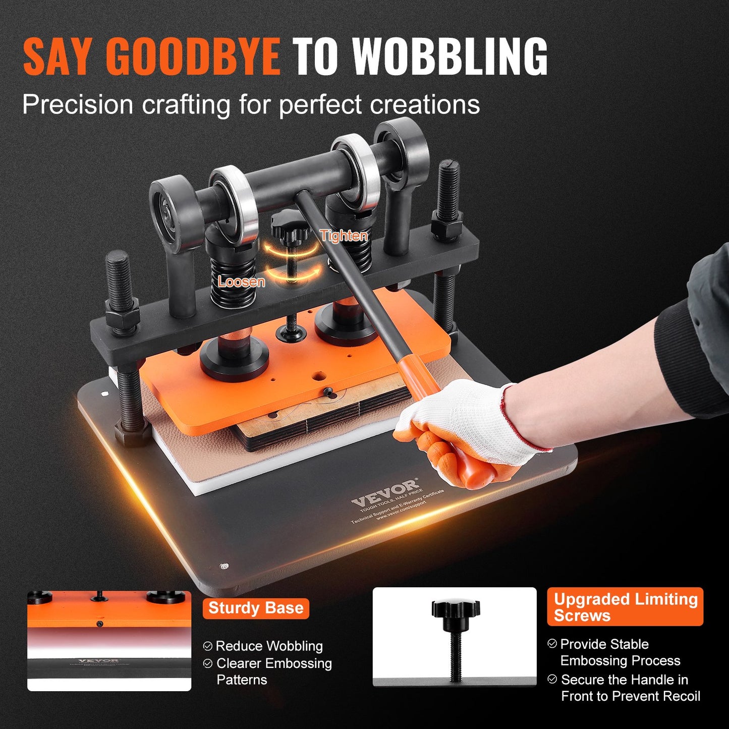 Leather Cutting Machine, 11 x 5.5 Inch Embossing Plate Manual Puncher, 0.47 Inch Pressure Impact Leather Embossing Machine, Double Guide Shaft Punching Machine for Various Materials