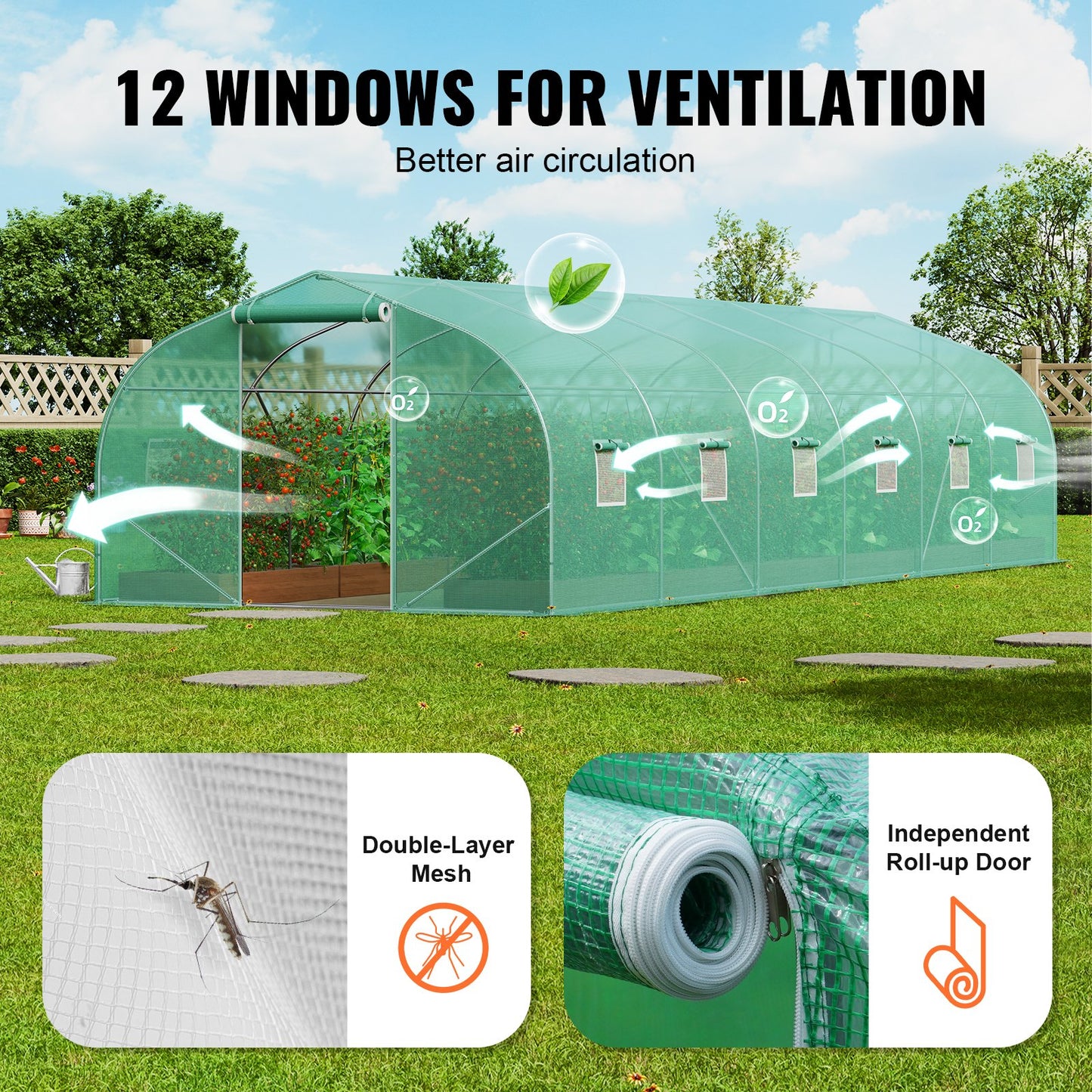 Walk-in Tunnel Växthus 29,53x9,84x6,6ft Galvaniserad ram PE Cover Grön