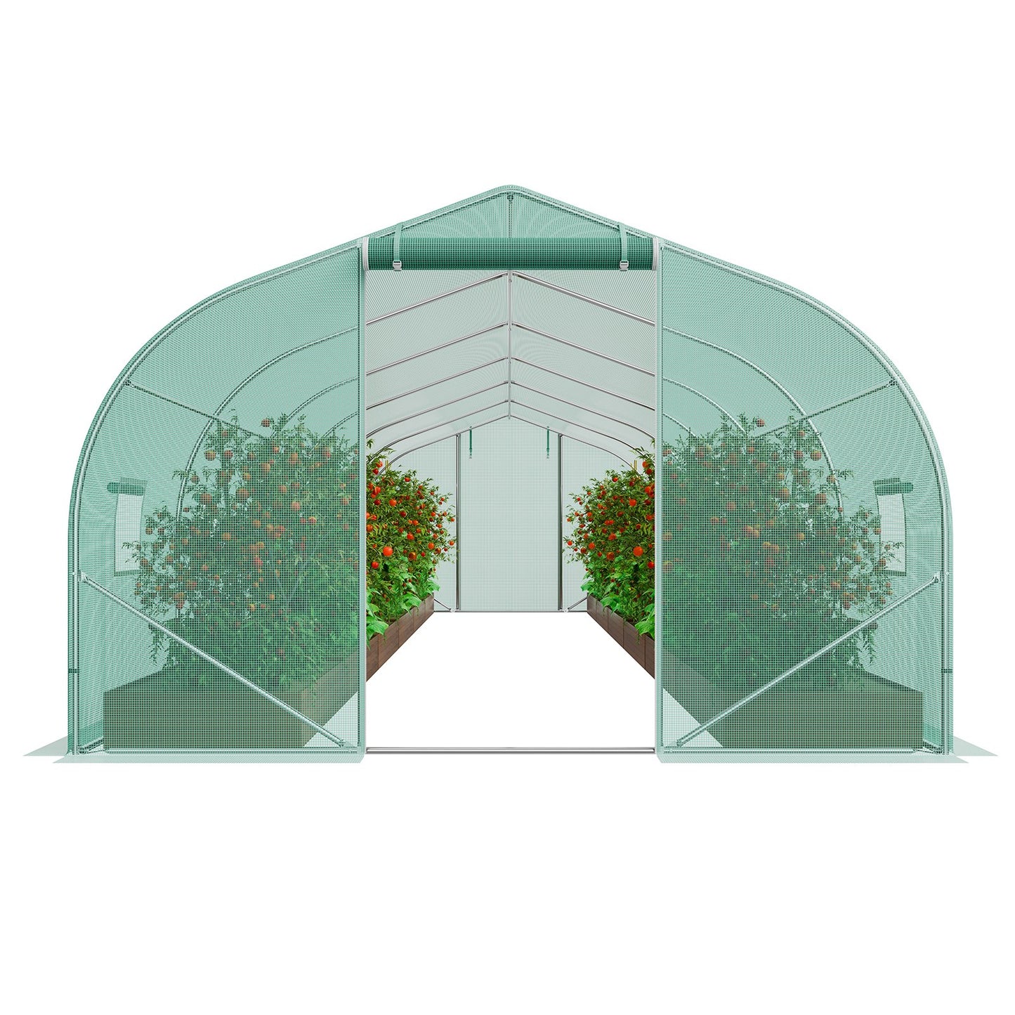 Walk-in Tunnel Växthus 29,53x9,84x6,6ft Galvaniserad ram PE Cover Grön