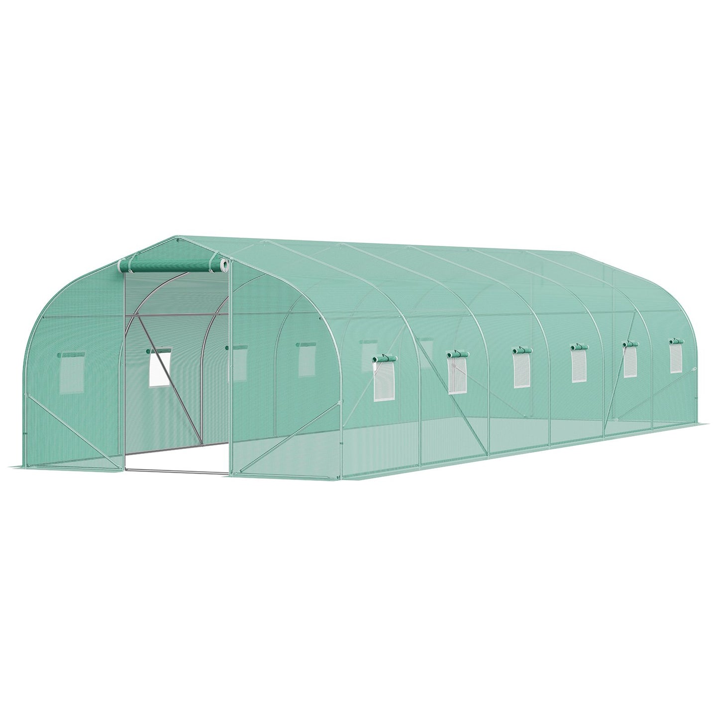 Walk-in Tunnel Växthus 29,53x9,84x6,6ft Galvaniserad ram PE Cover Grön