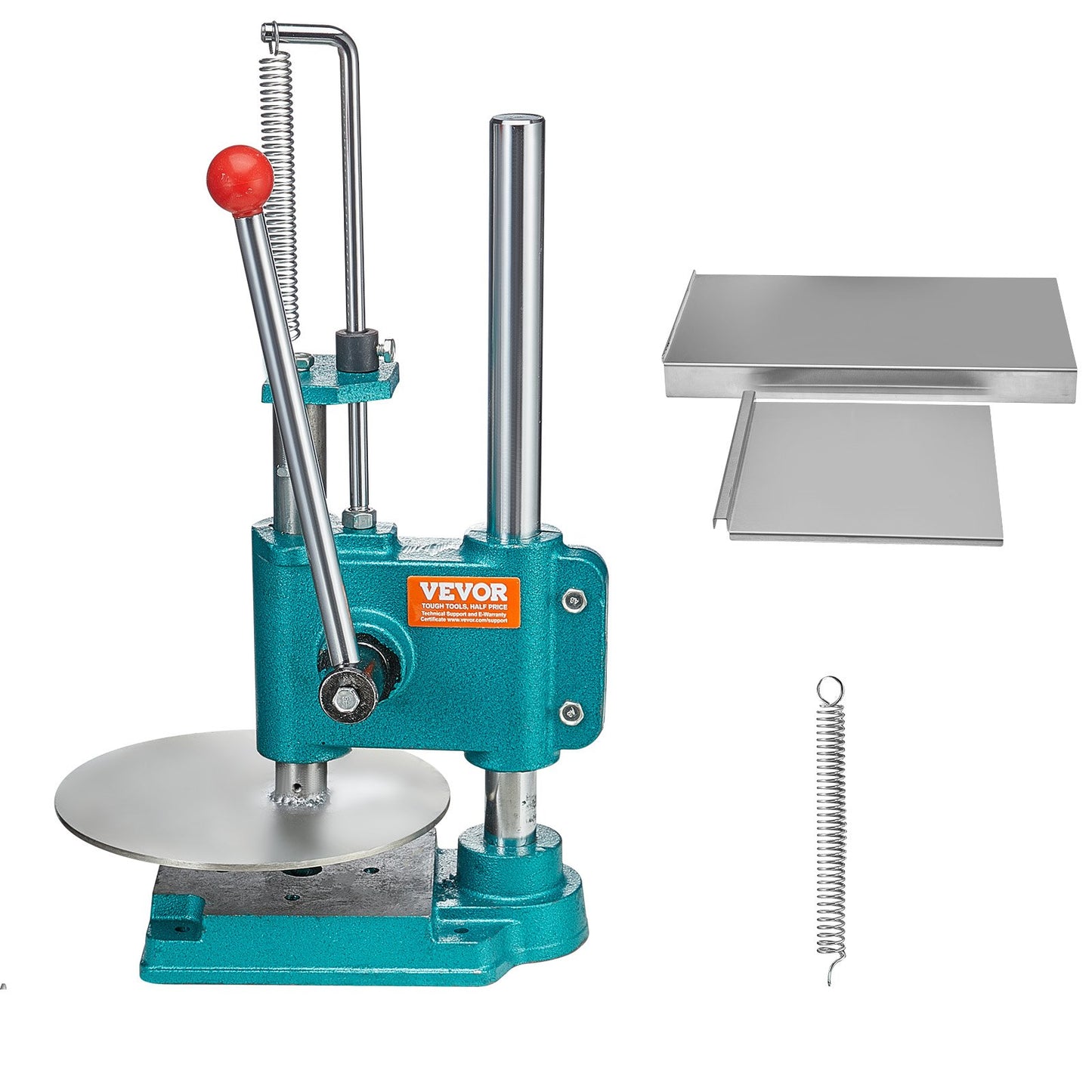 Manuell pizzadegpressmaskin, 9,5 tum/24 cm hushållspizzabakelse, pizzapressare i rostfritt stål, kommersiell chapati-plåt för pizzapress, höjdjusterbar pizzaformningsmaskin