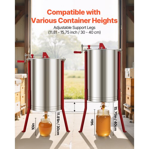 Manual Honey Extractor 6 Frames Honey Spinner Beekeeping Stainless Steel