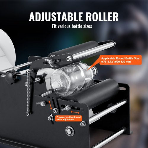 manuell rund etiketteringsmaskin, 15-20 st/min, flasketikettapplikator för runda flaskor, justerbar manuell etiketteringsmaskin för rund flaska Lämplig för flaskdiameter 0,78-4,72 tum (med tryckstång) | EU