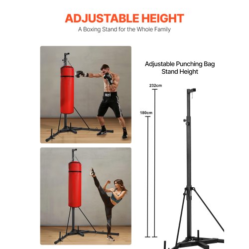 Heavy Duty Punching Bag Frame Boxing Fitness Rack Steel Adjustable Height | EU