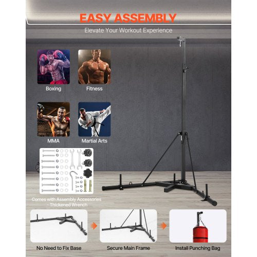 Heavy Duty Punching Bag Frame Boxing Fitness Rack Steel Adjustable Height | EU