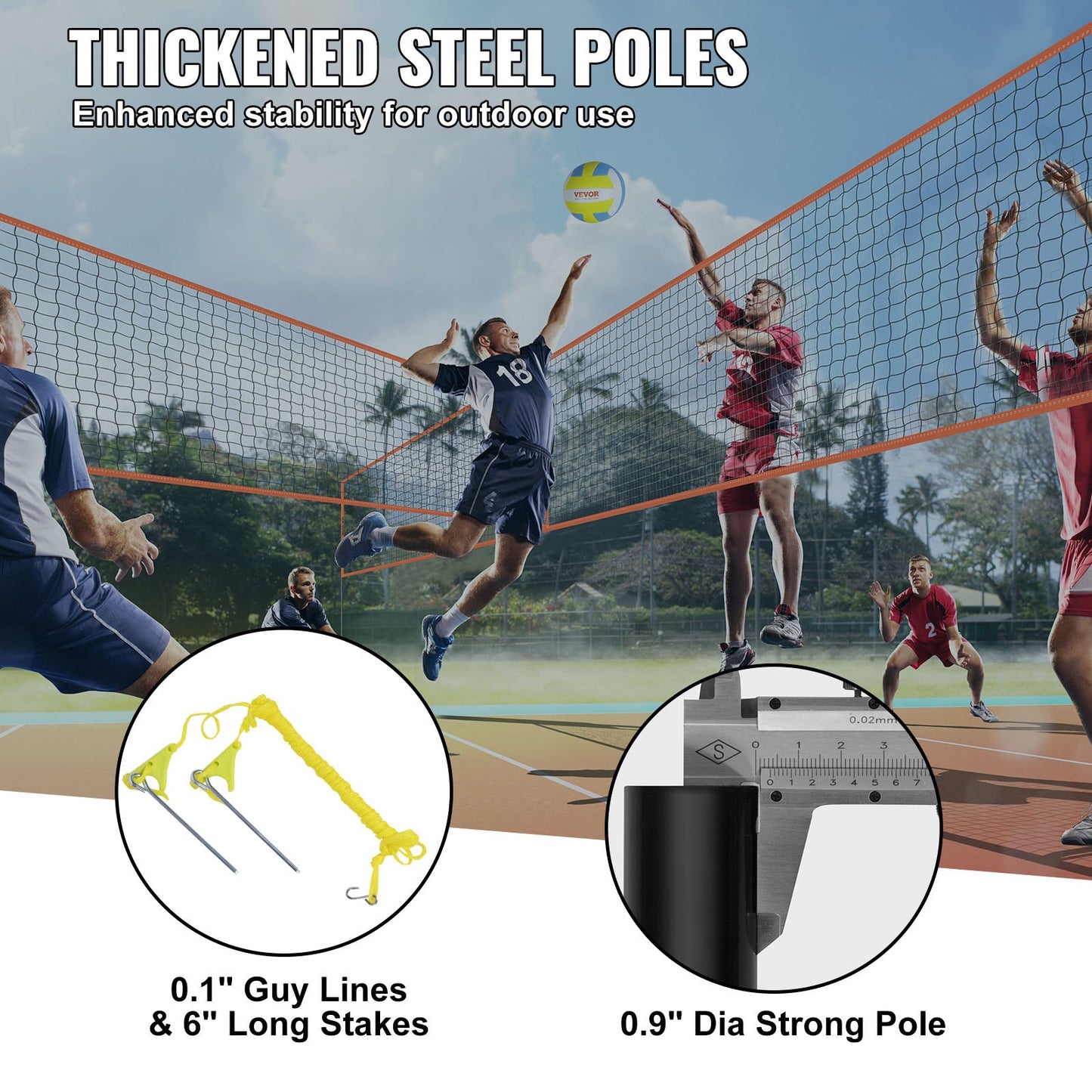 4-vägs volleybollnät, justerbar höjd badmintonnätset för strandgräsmatta på bakgården, portabelt volleybollnät utomhus med bärväska, 4 kvadratiskt snabbmonteringsspelset för barn och vuxna