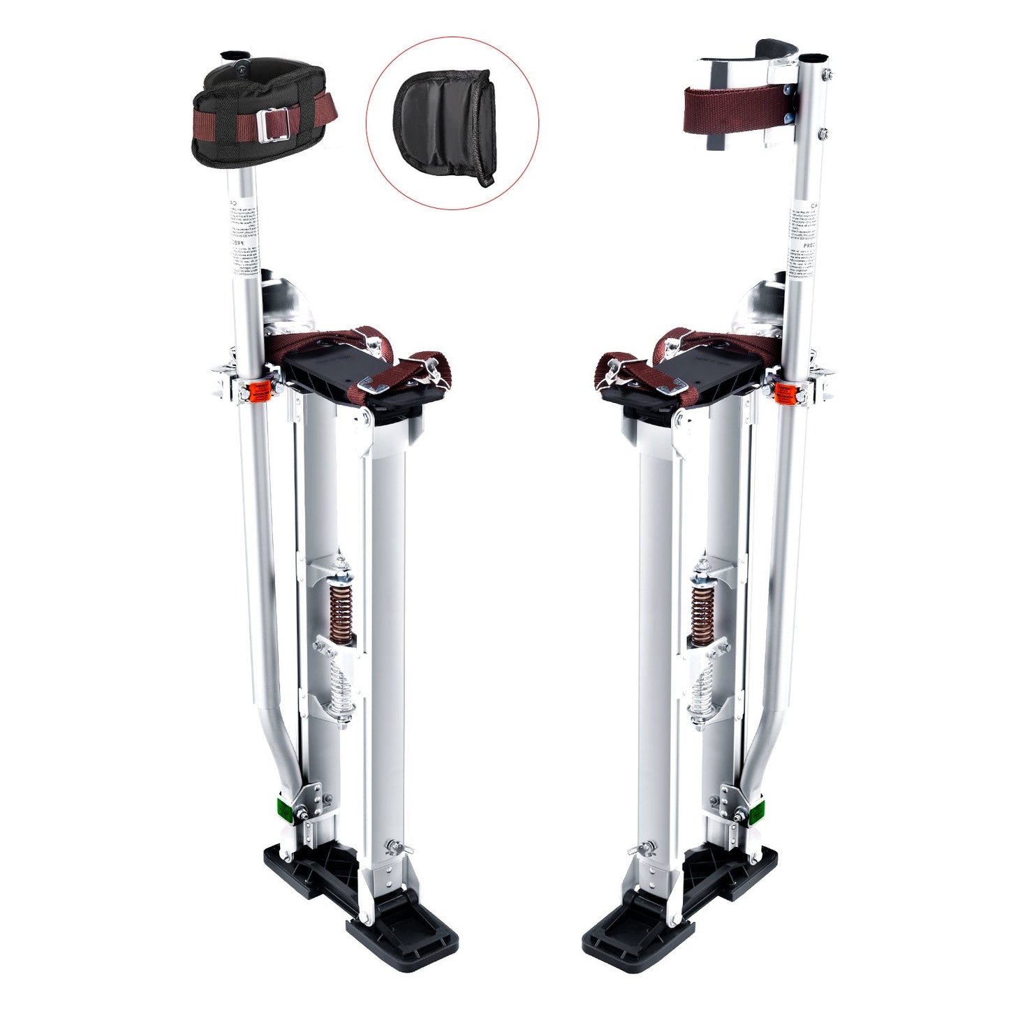 Gips styltor, 24''-40'' justerbara verktygsstyltar i aluminium med skyddande knäskydd, hållbara och halkfria arbetsstyltor för plåtmålning, promenader, tejpning, silver