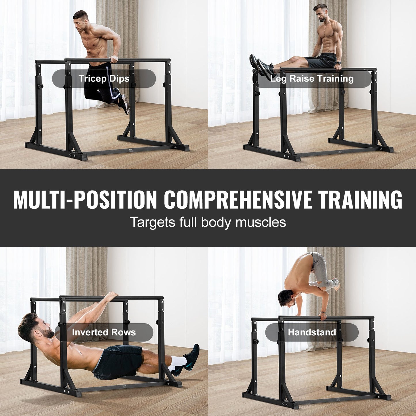 Dip Bar, 800 lbs kapacitet, Heave Duty Dip Stand Station med justerbar höjd, Fitness Workout Dip Bar Station Stabilisator Paralett Push Up Stand, parallella stänger för styrketräning Hemmagym