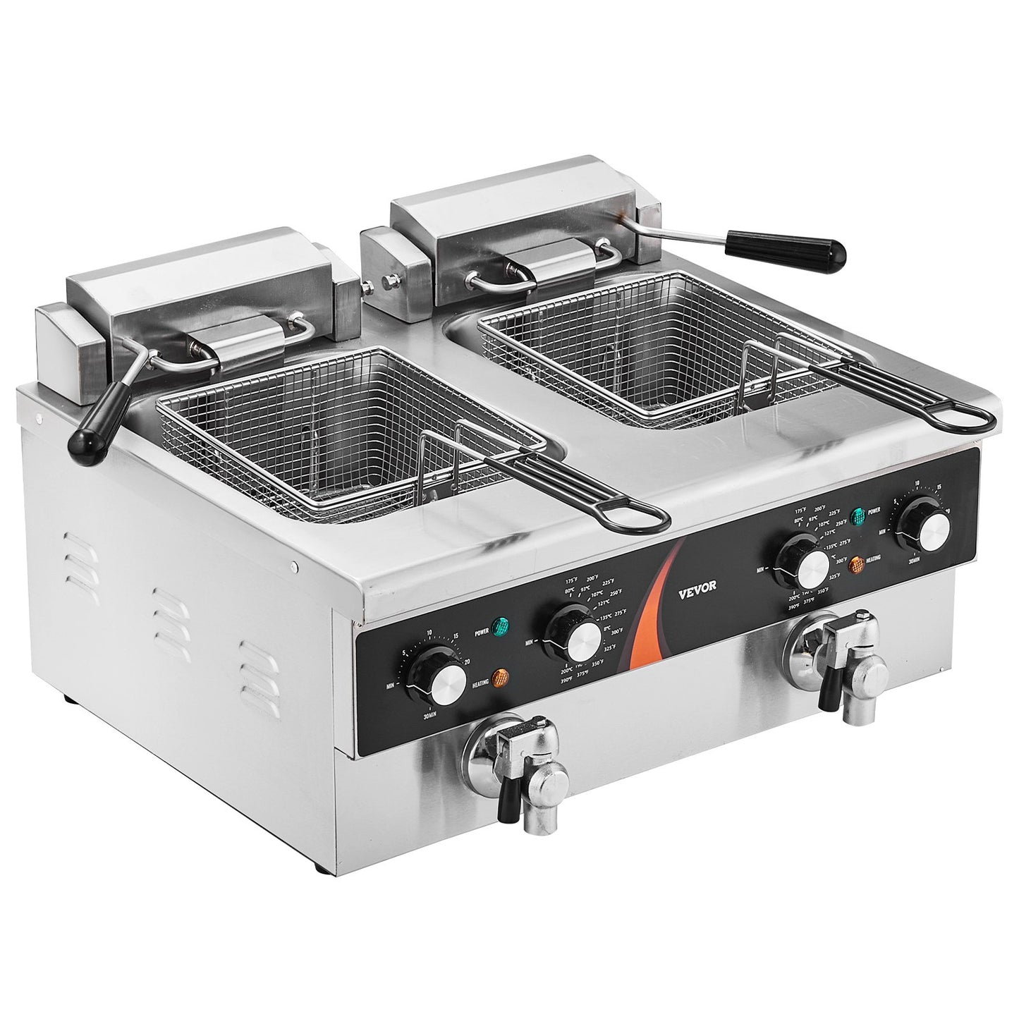 Commercial Electric Deep Fryer Countertop Fryer 3000W Double Tank 2x9Qt/8.5L