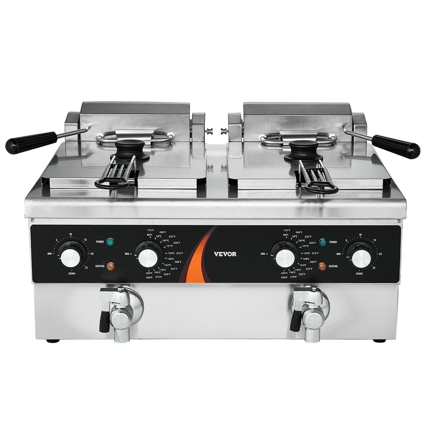 Commercial Electric Deep Fryer Countertop Fryer 3000W Double Tank 2x9Qt/8.5L