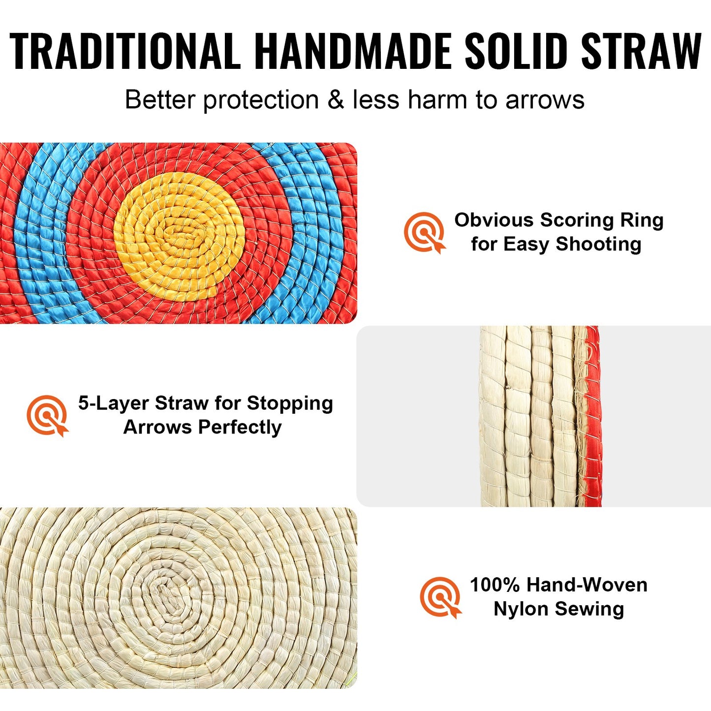 Archery Target, 5 Layers 20" Arrow Target, Traditional Solid Straw, Round Archery Target, Bow Target Shooting, Handmade Arrow Targets, Colored Rope Target for Backyard Outdoor Hunting