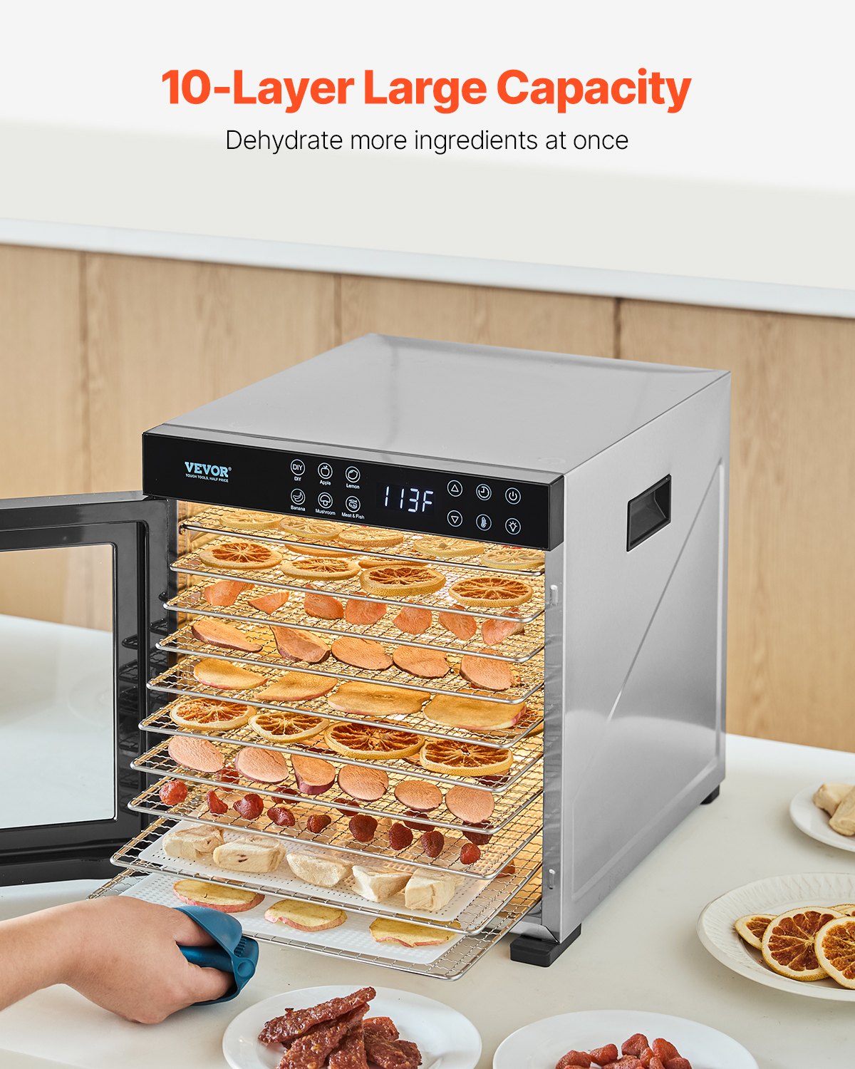10 schalen Lebensmittel Trockner Maschine Edelstahl 1000W Jerky Obst Trocknen