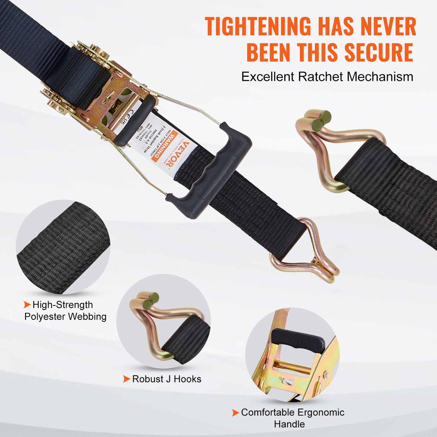 Ratchet Tie Down Straps (4PK), 11128 lb Breaking Strength, Double J-Hook Includes 4 Premium 2" x 8" Ratchet Tie Downs with Padded Handles, for Moving Load Securing, Appliances, Lawns