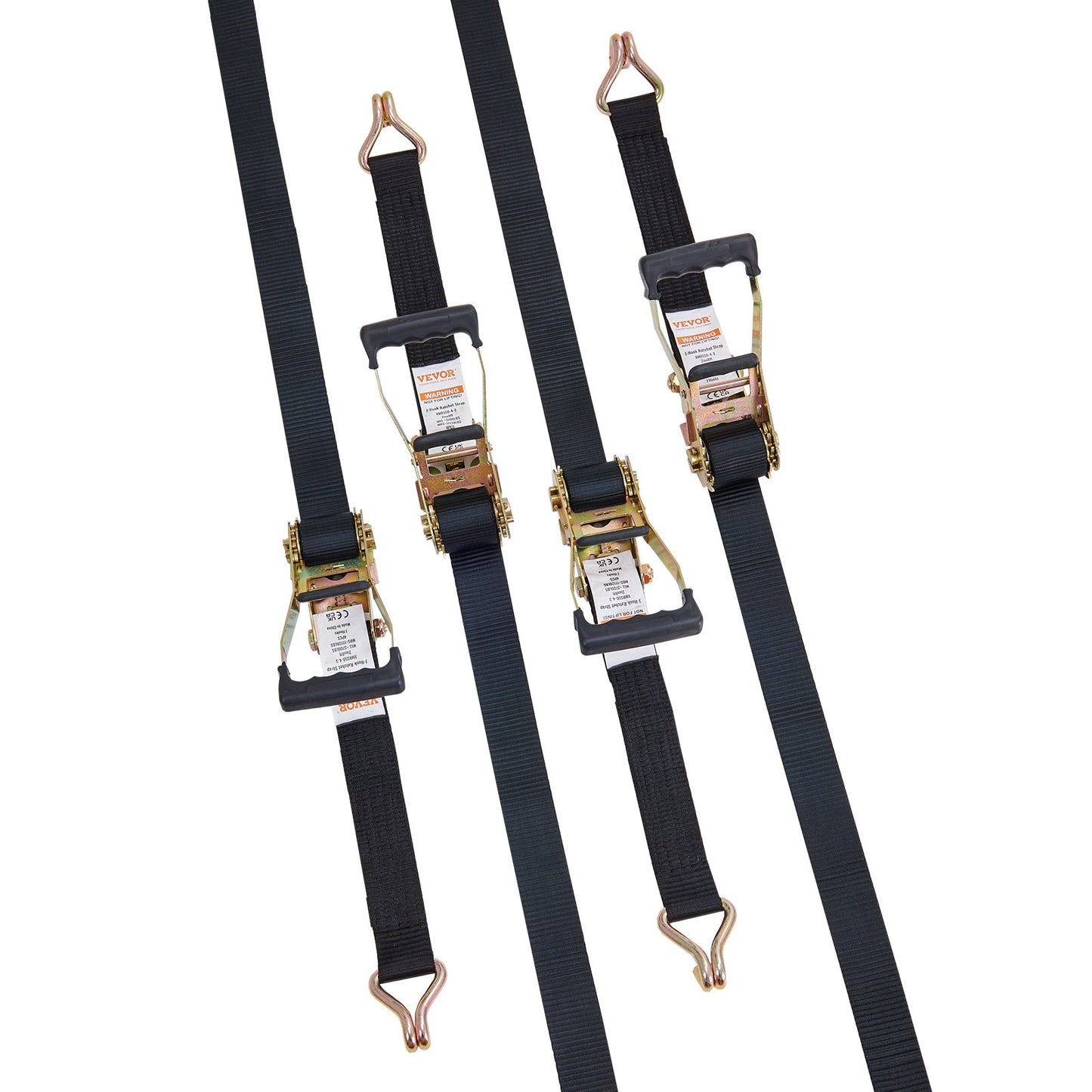 Ratchet Tie Down Straps (4PK), 11128 lb Breaking Strength, Double J-Hook Includes 4 Premium 2" x 8" Ratchet Tie Downs with Padded Handles, for Moving Load Securing, Appliances, Lawns