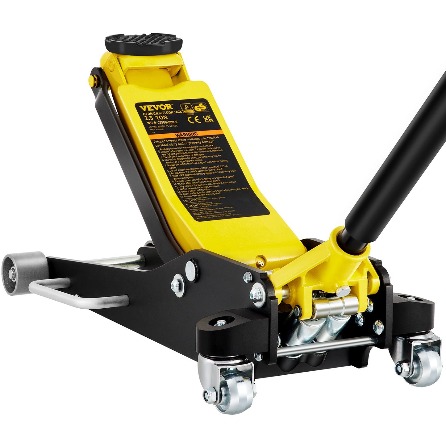 Floor jack, 2.5 ton low profile floor jack, aluminum and steel racing floor jack with dual piston quick lift pump, floor jack lifting range 95 mm-475 mm