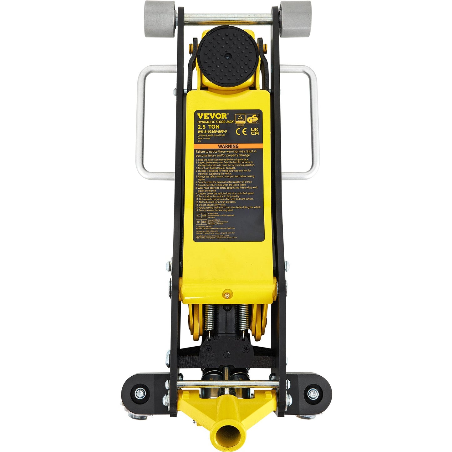 Floor jack, 2.5 ton low profile floor jack, aluminum and steel racing floor jack with dual piston quick lift pump, floor jack lifting range 95 mm-475 mm