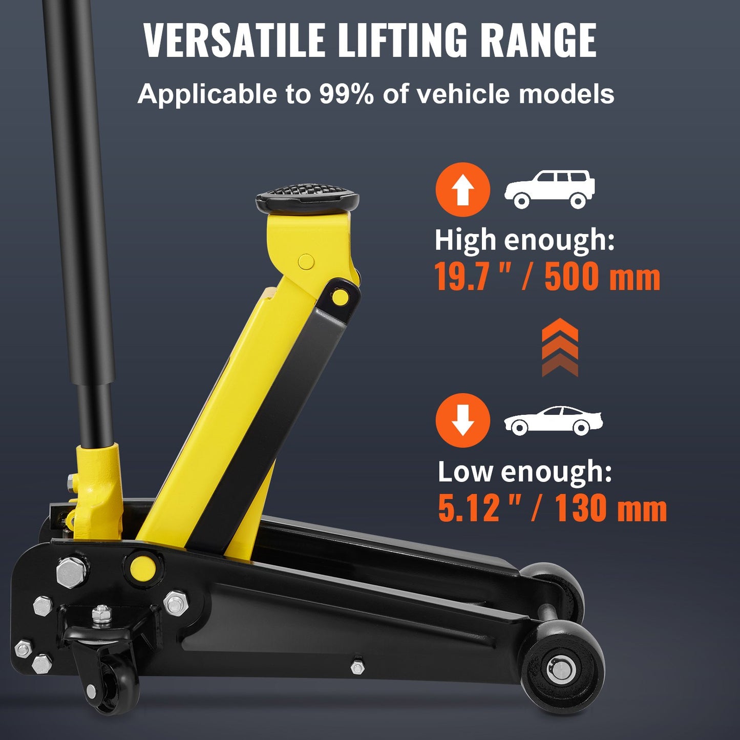 Low Profile Floor Jack 3 Ton Heavy Steel Single Kolv Hydraulpump