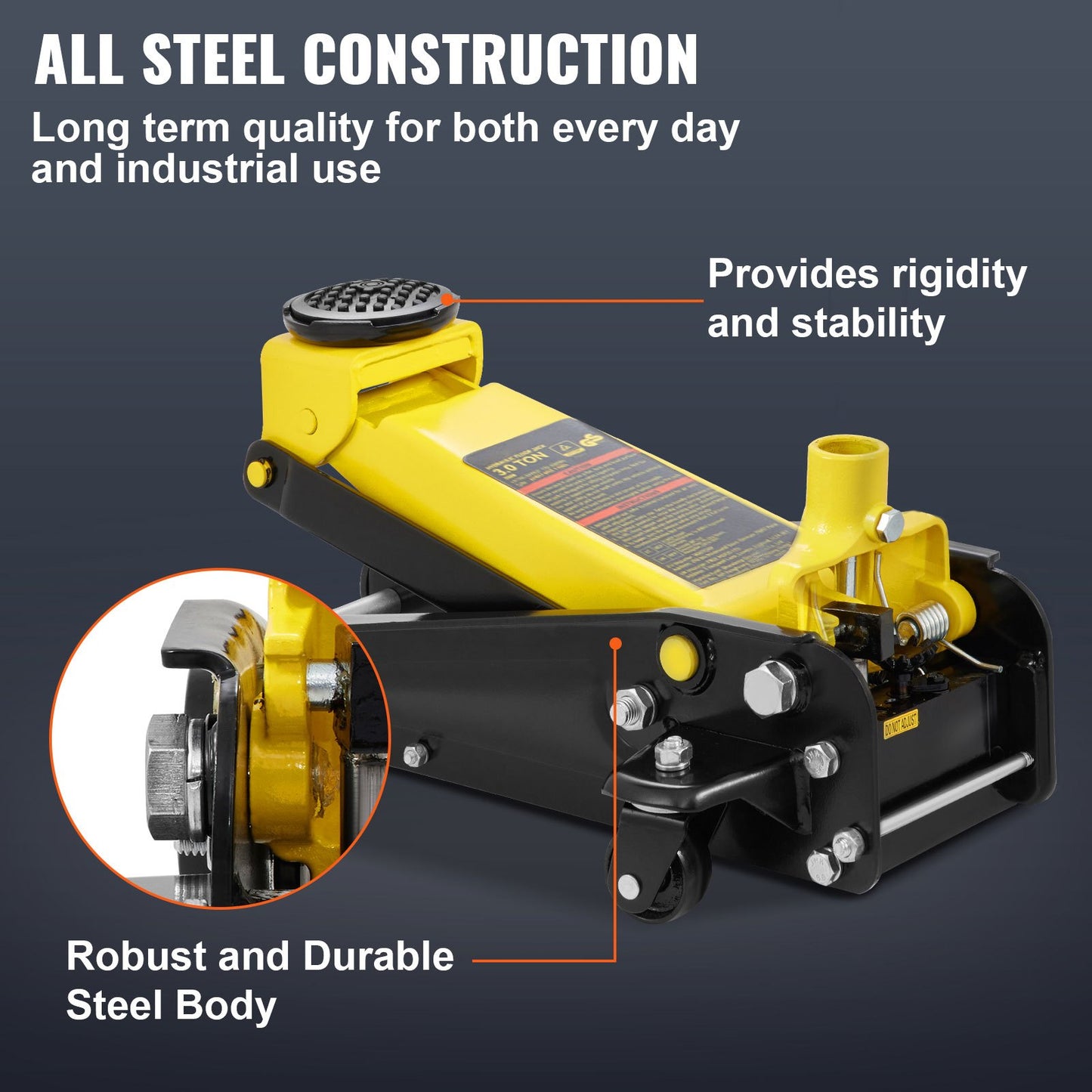 Low Profile Floor Jack 3 Ton Heavy Steel Single Kolv Hydraulpump