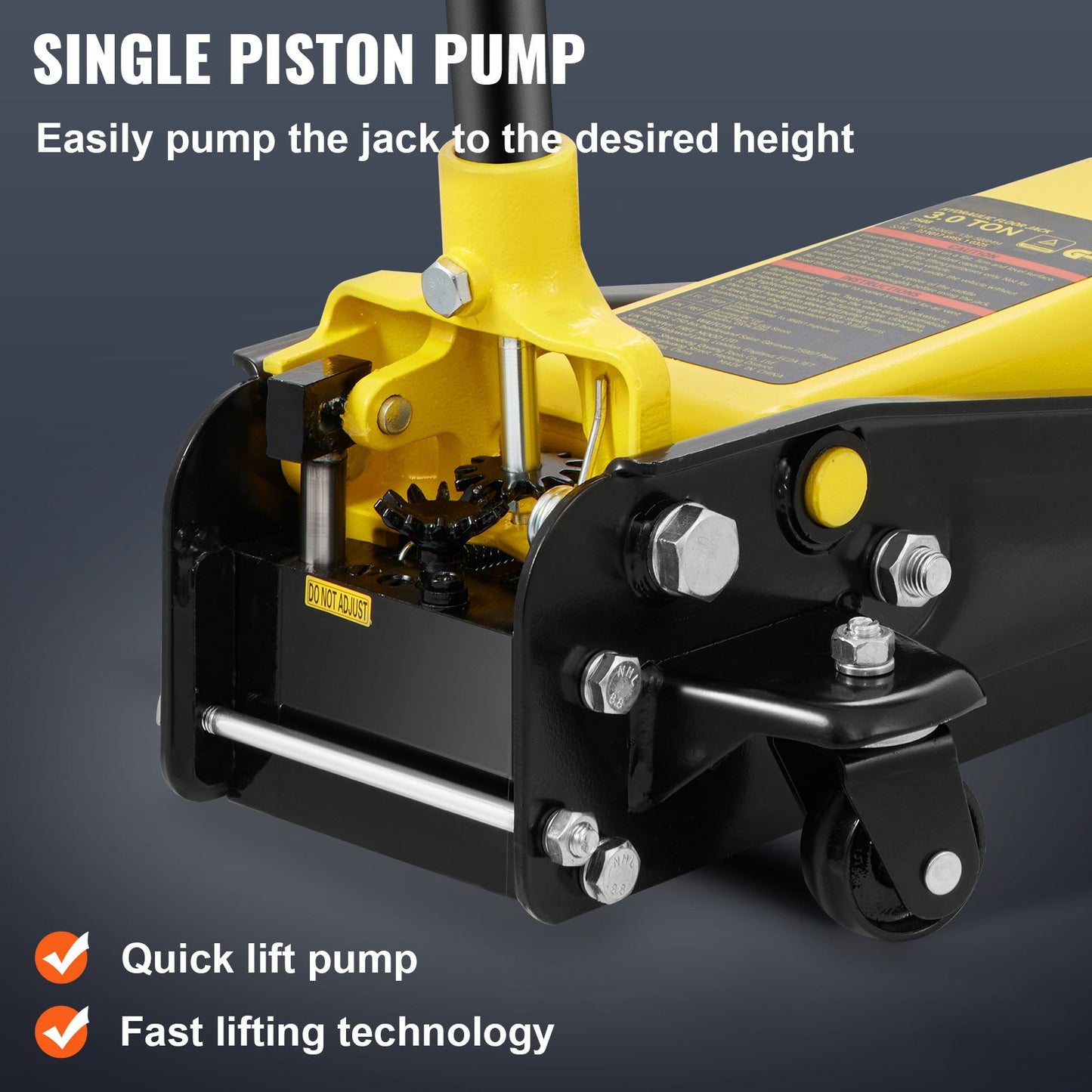 Low Profile Floor Jack 3 Ton Heavy Steel Single Kolv Hydraulpump