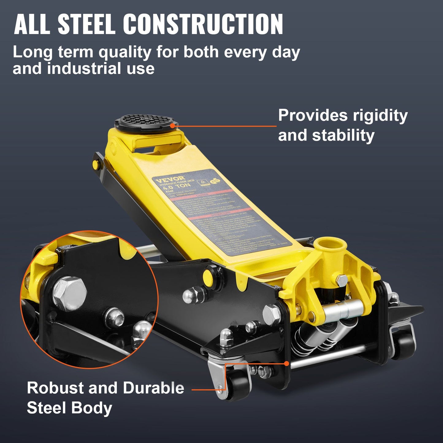 Low Profile Golvjack 4 Ton Heavy Duty Steel Dual Piston Rapid Pump