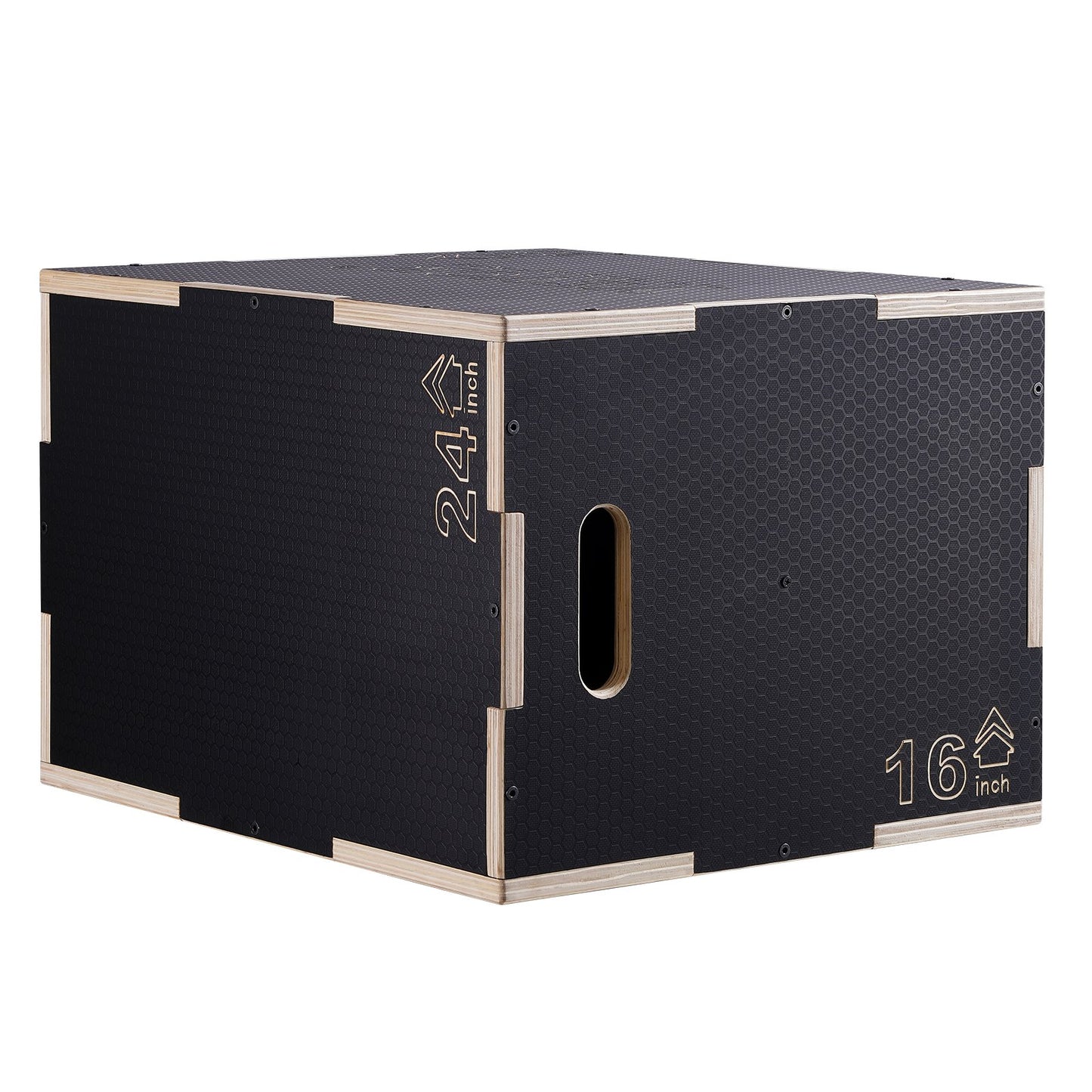 3 in 1 Plyometric Jump Box, 24/20/16 inch Plyo Box, Platform & Jumping Agility Box, Anti-Slip Fitness Exercise Step Up Box for Home Gym Workout, Cardio Strength Training, Black