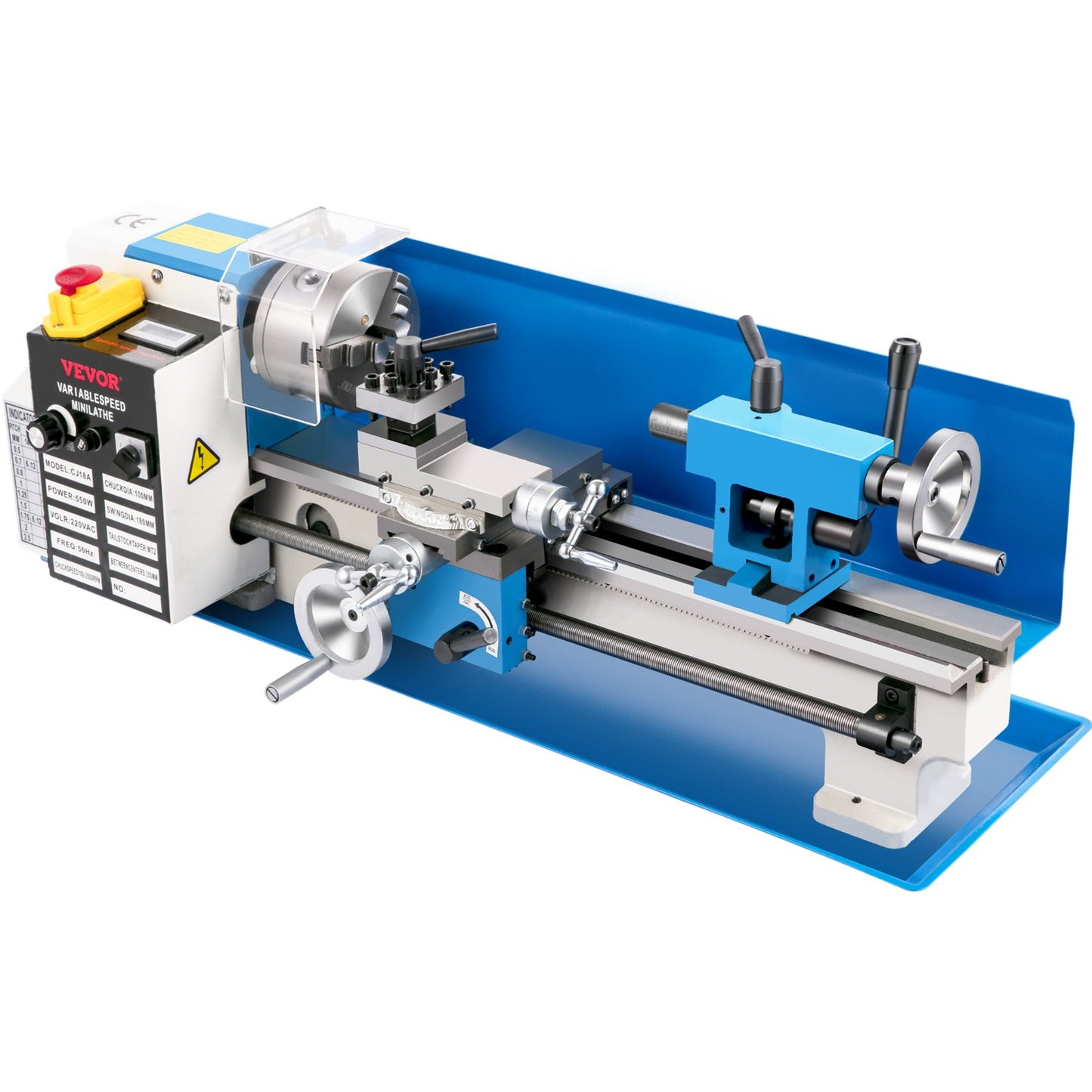 Mini Metal Lathe, 7"x14" Bench Metal Lathe, 550W Variable Speed 2250 RPM Metal Lathe, with 3-Jaw Chuck CNC Mini Lathe Machine, Precision Mini Lathe with Toolbox Digital Display for Metal Turning