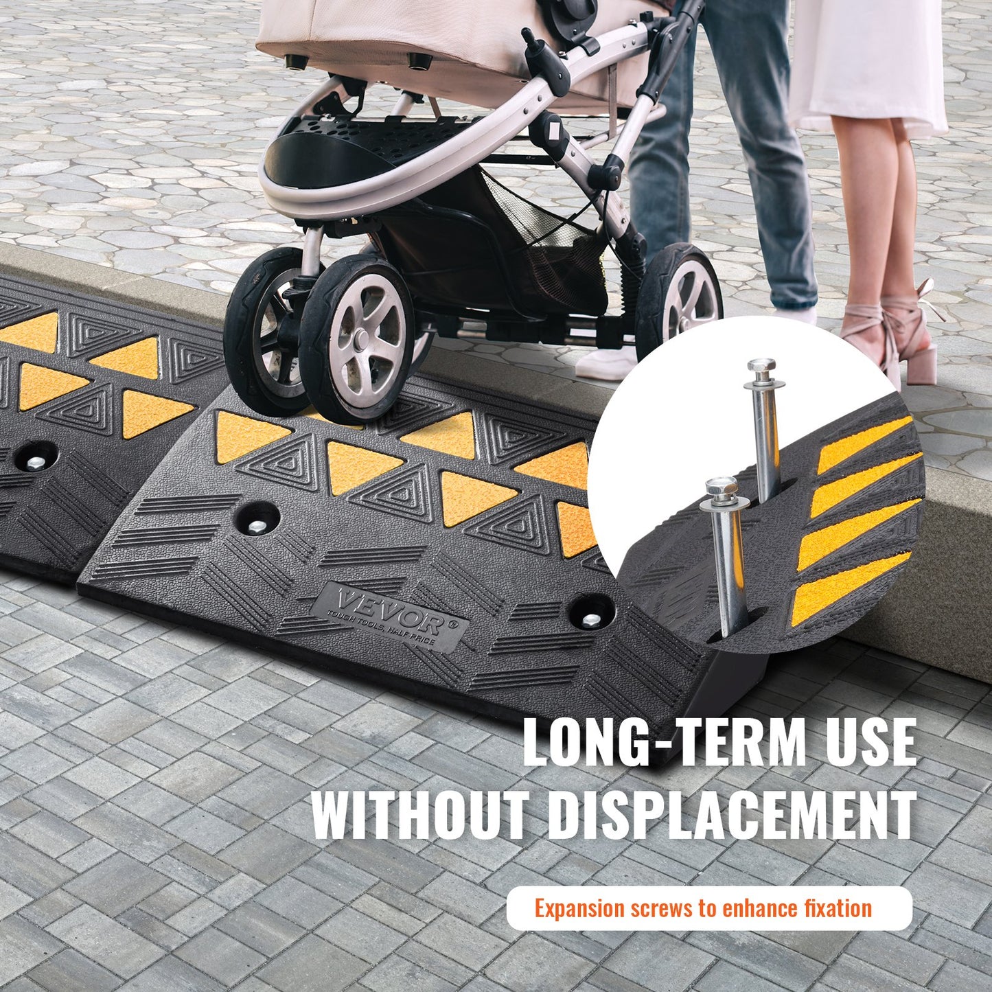 Gummikantramp 2-pack, 5" stigningshöjd Heavy-Duty 33069 lbs/15 T Kapacitet Tröskelramper, uppfartsramper med stabil rutnätsstruktur för bilar, rullstolar, cyklar, motorcyklar