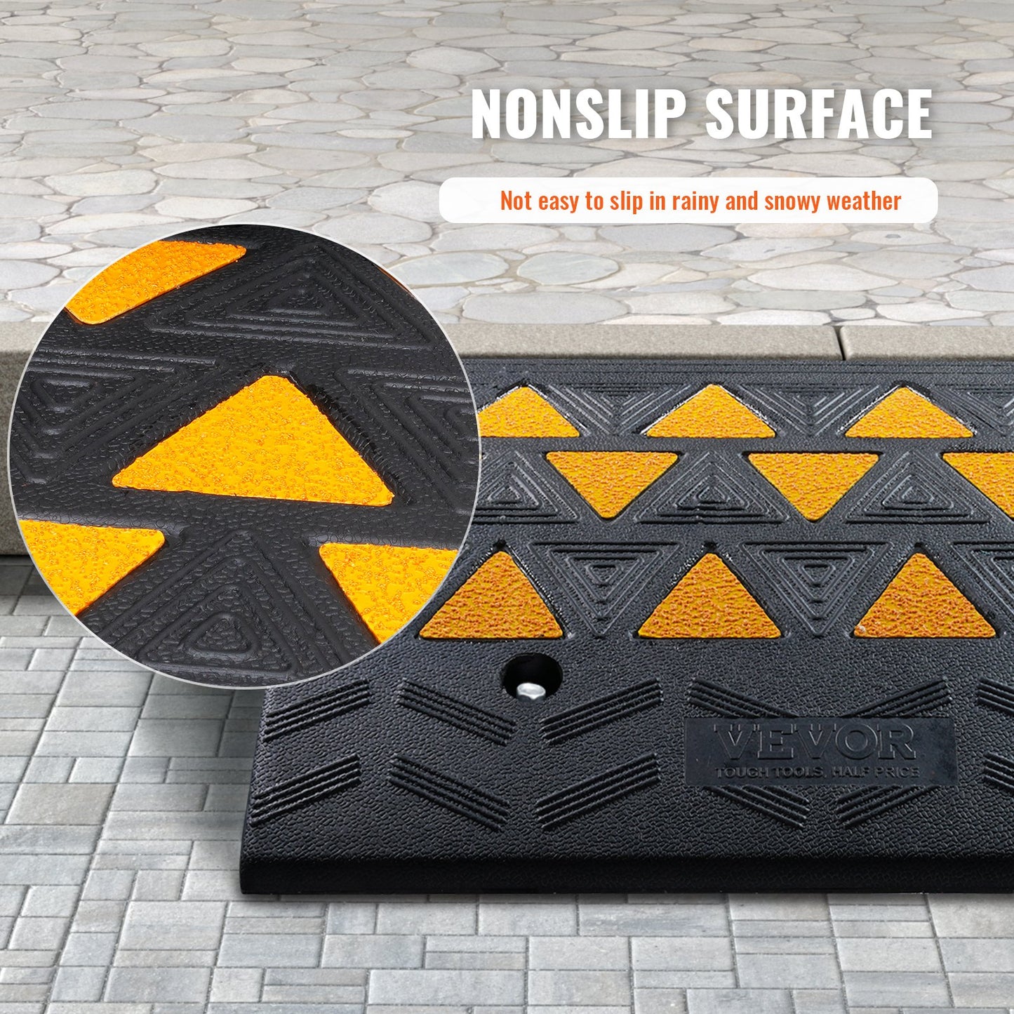 Rubber Edge Ramp 2-Pack, 6" Rise Height Heavy-Duty 33069 lbs/15 T Capacity Threshold Ramps, Driveway Ramps with Stable Grid Structure for Cars, Wheelchairs, Bicycles, Motorcycles