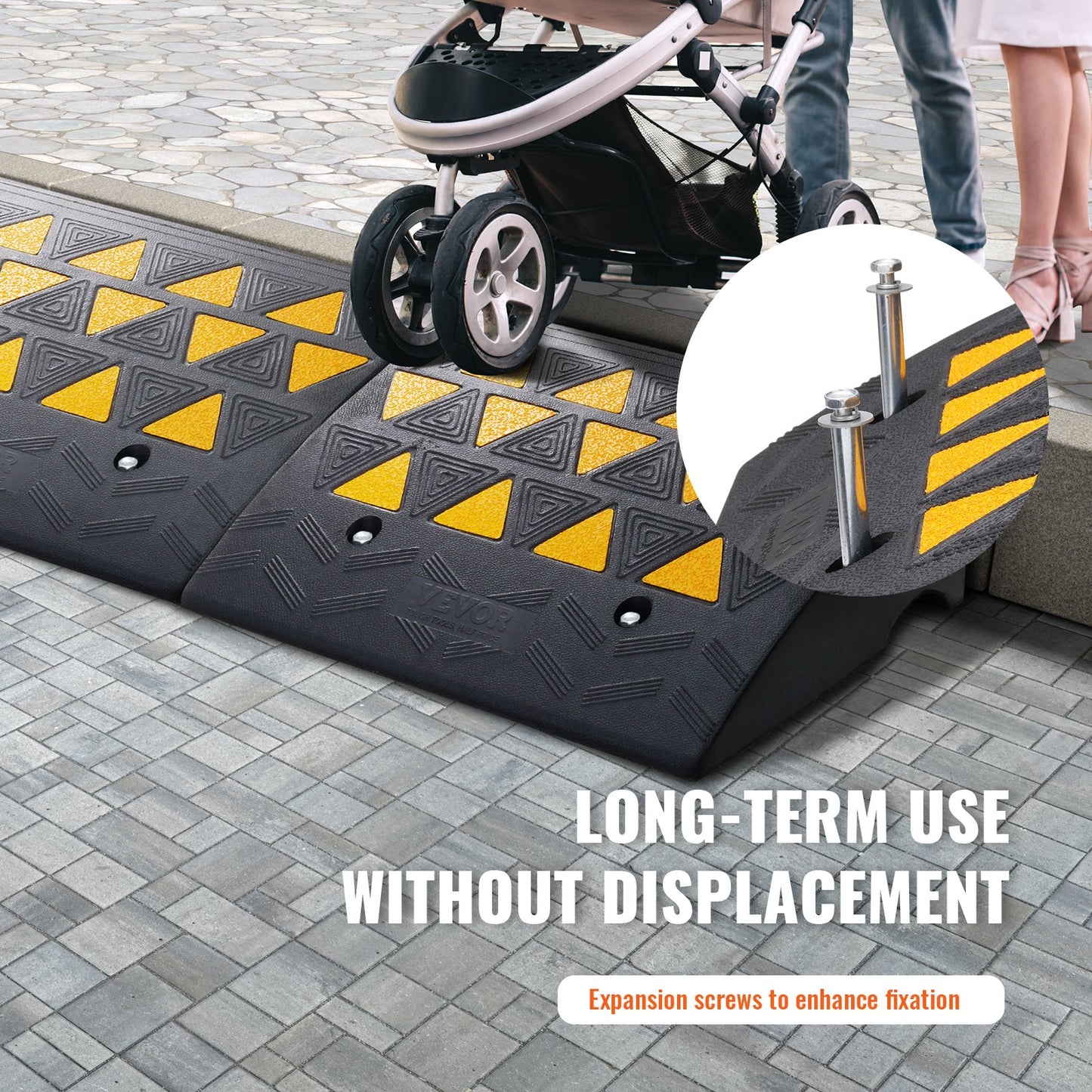 Rubber Edge Ramp 2-Pack, 6" Rise Height Heavy-Duty 33069 lbs/15 T Capacity Threshold Ramps, Driveway Ramps with Stable Grid Structure for Cars, Wheelchairs, Bicycles, Motorcycles