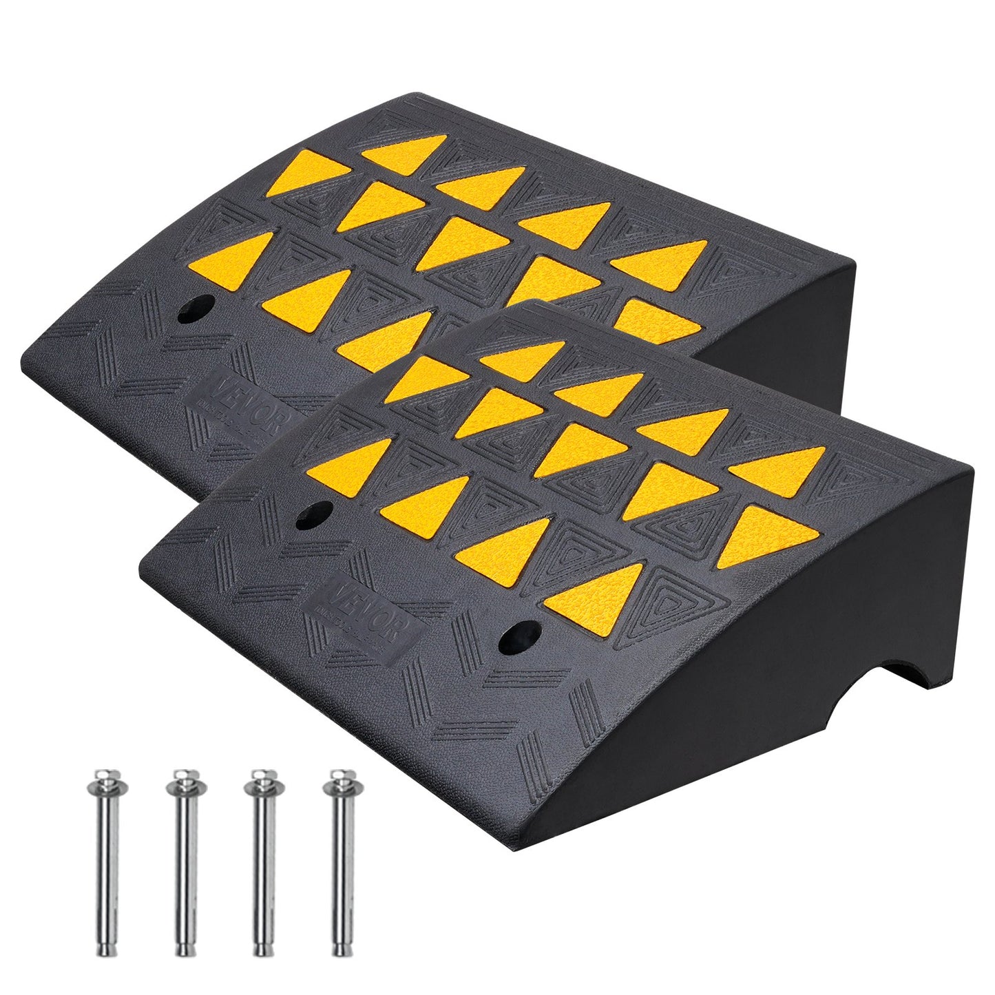 Rubber Edge Ramp 2-Pack, 6" Rise Height Heavy-Duty 33069 lbs/15 T Capacity Threshold Ramps, Driveway Ramps with Stable Grid Structure for Cars, Wheelchairs, Bicycles, Motorcycles