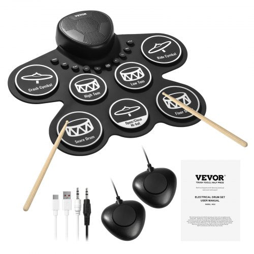 E-Drum Set 7-Pads Kinderschlagzeug mit Kopfhöreranschluss Pedale Lautsprecher
