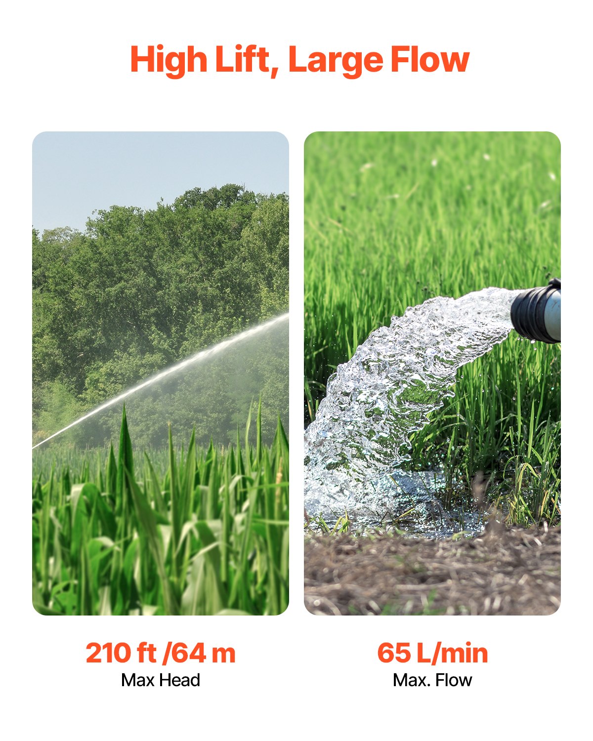 750W Edelstahl Tiefbrunnen Tauchpumpe Wasserpumpe 210ft 65L/min