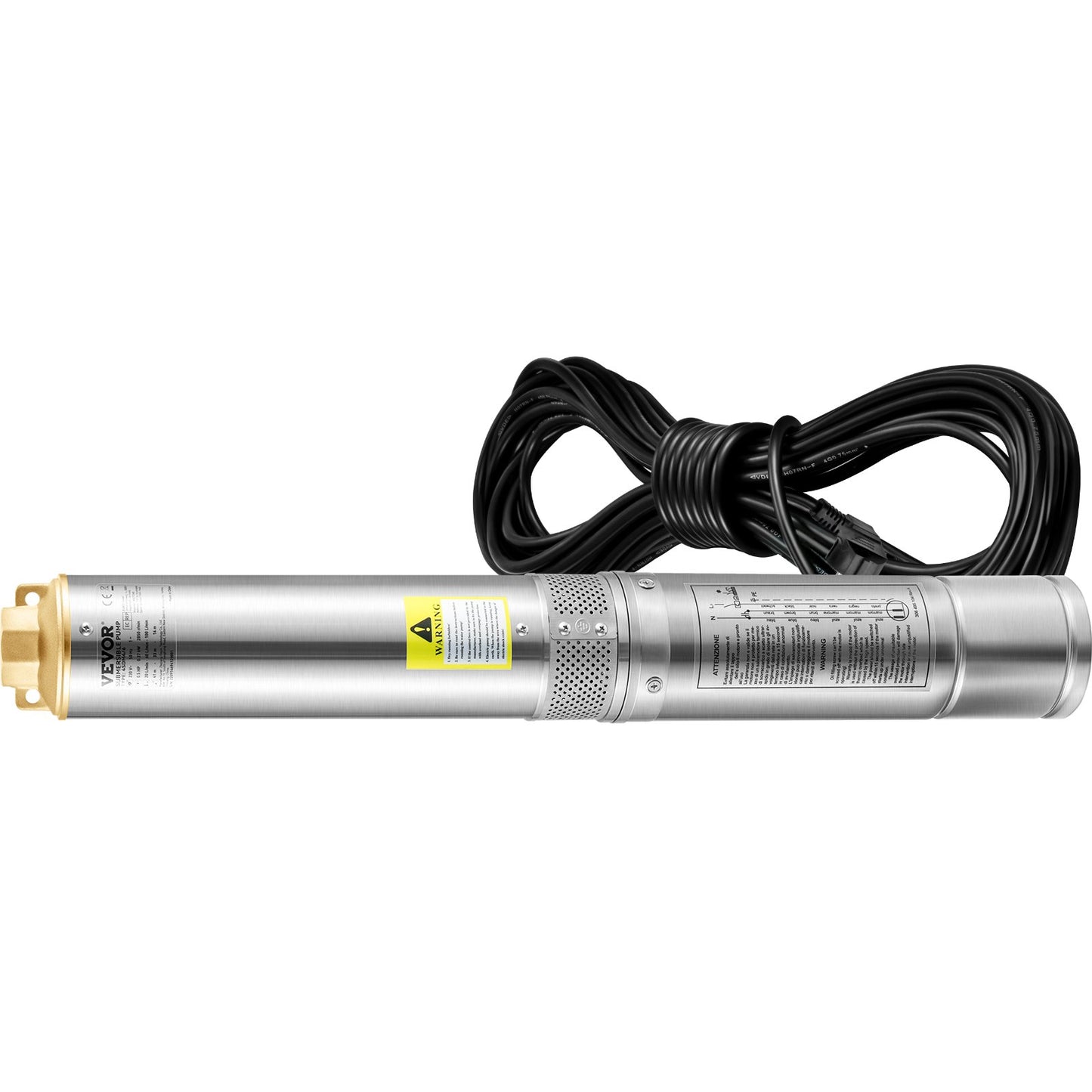Dränkbar pump med djup brunn, 750W 230V/50Hz, 100L/min 66 m Huvud Sandbeständig <5%, 20 m elkabel, 7,6 cm vattenpumpar i rostfritt stål för industri, bevattning och hemmabruk, IP68 vattentät