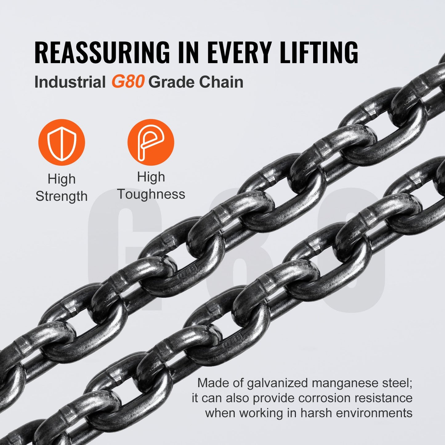 Manual Chain Hoist, 2 Ton 4400 lbs Capacity 10 FT Come Along, G80 Galvanized Carbon Steel with Double Lock Brake, Automatic Chain Guide and 360° Rotating Hook, for Garage Factory Dock