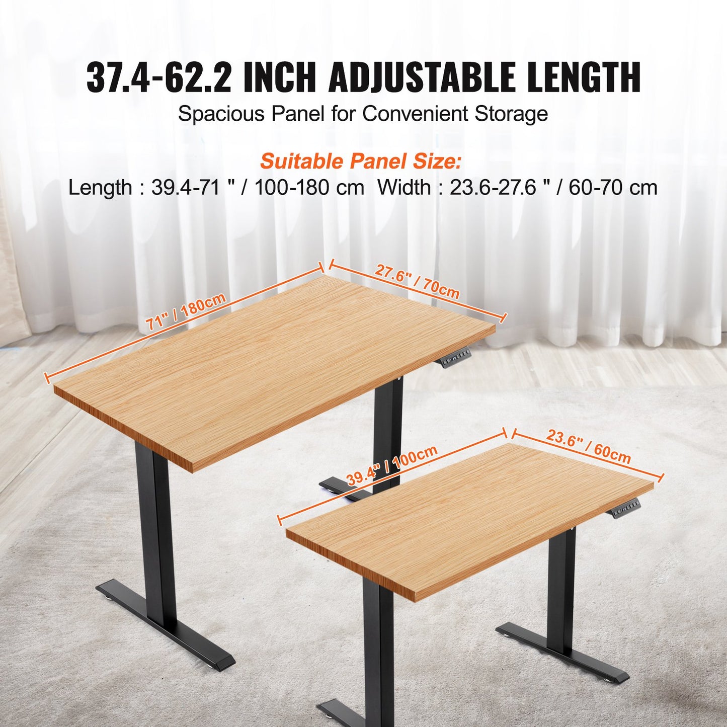 Elektrisk Ståbordsram Justerbar 70-117 cm H Svart Arbetsstationssockel