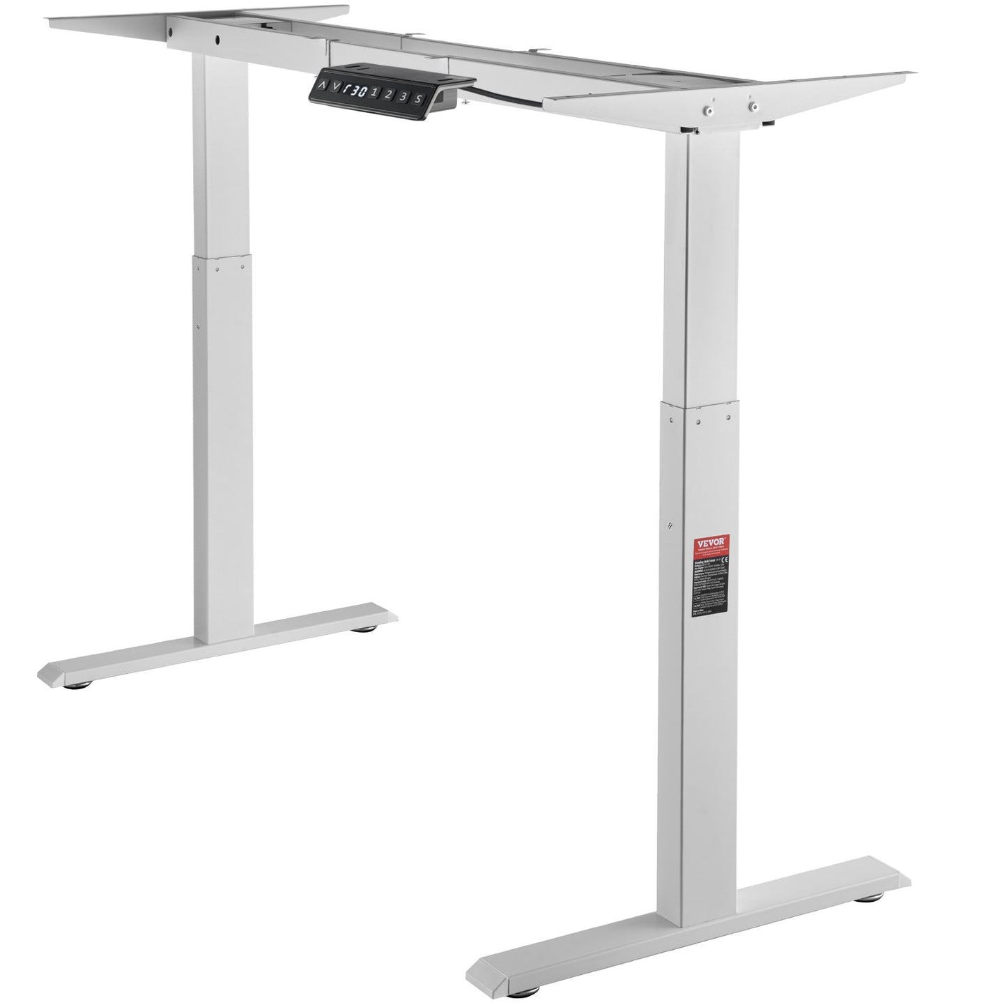 Stående skrivbordsram Dubbel motor, justerbar 27,6"-46,1" höjd & 43,3"-70,1" längd Elektrisk stativ dator skrivbordsben, ergonomisk DIY-arbetsstationsbas för hem och kontor (endast vit ram)