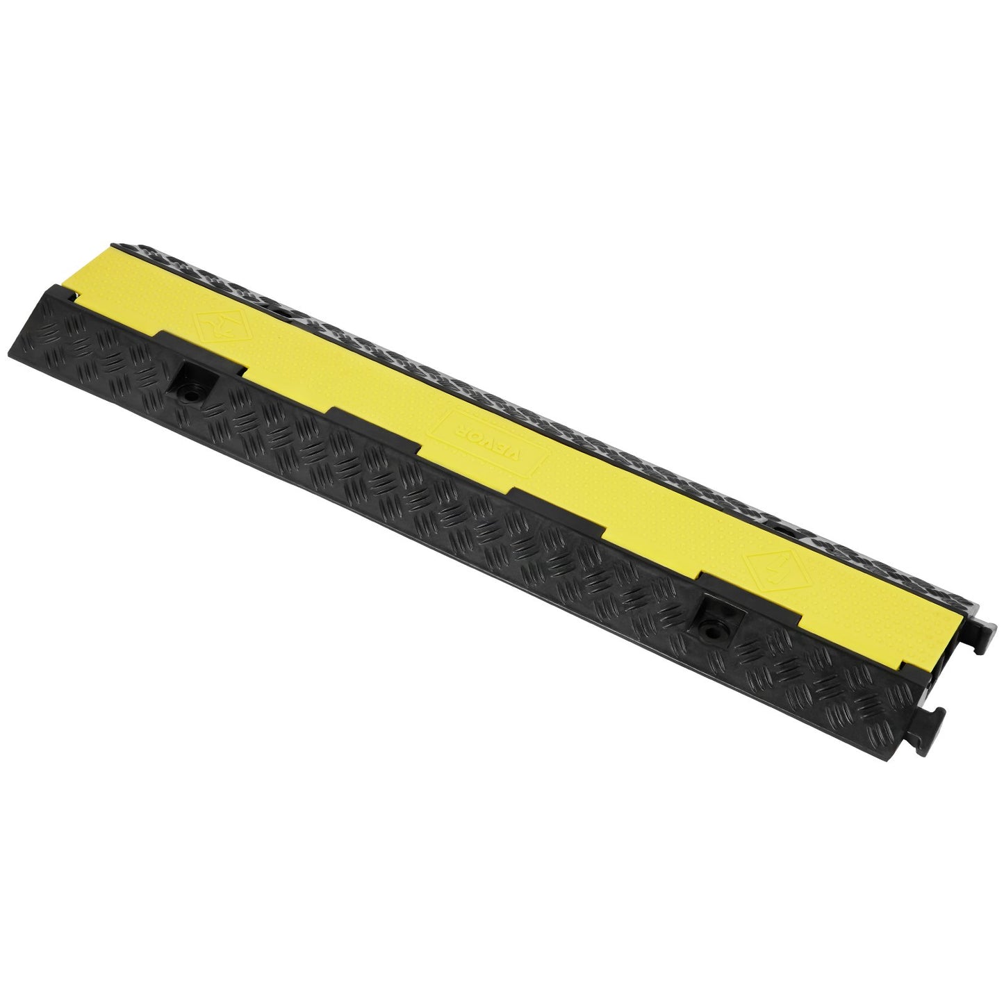 5 PCs Rubber Cable Protection Ramp, 2-Channel, 12,000 lbs/Axle Capacity Heavy Duty Hose Wire Protection Ramp Driveway, Traffic Speed Barrier with Flip-Open Top Cover and 50 Feet Warning Tape, for Indoor and Outdoor