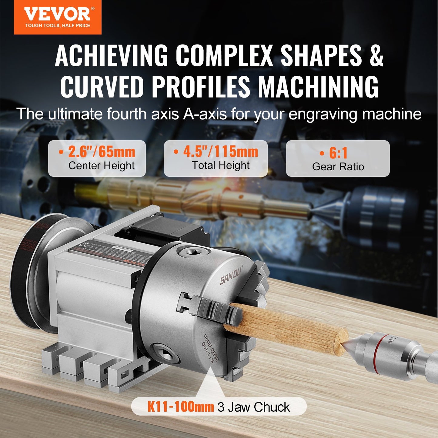 Indexeringsdel K11-100mm 3-käftad chuck bakstycke för CNC-fräsning
