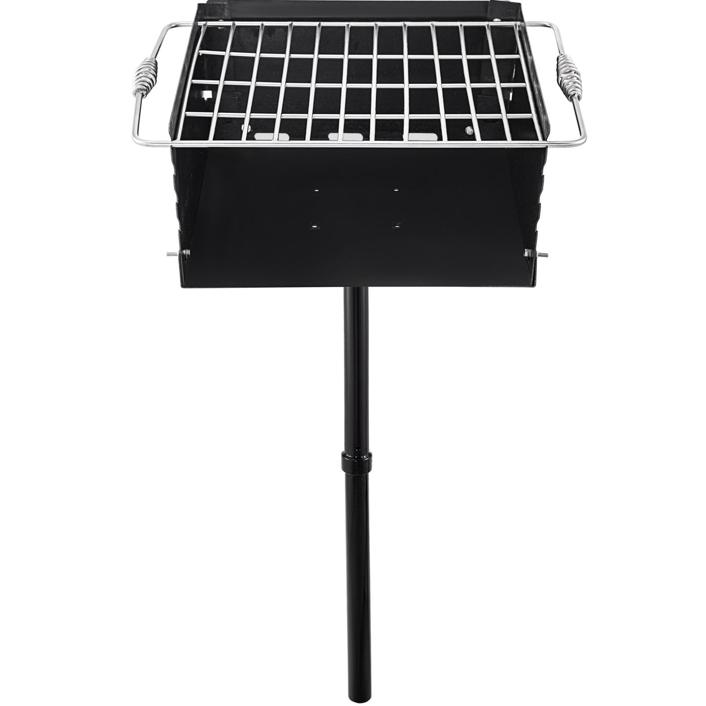 Park Style Outdoor-Grill, 16 x 16 Zoll Park Style Holzkohlegrill, Karbonstahl, Park Style BBQ-Grill, verstellbarer Park-Holzkohlegrill mit Edelstahl-Outdoor-Parkgrill, Säulen im Boden
